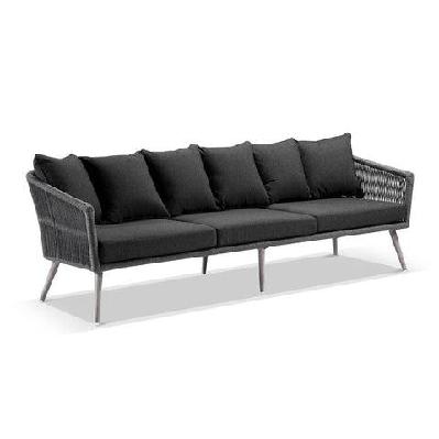 herman outdoor 3 seater rope and aluminium lounge walnut / taupe 
