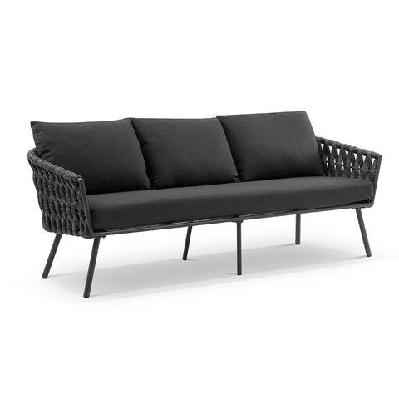 lismore 3 seater outdoor aluminium and rope lounge 3 seats / white / cream rope / cream 