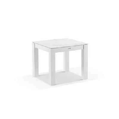hugo outdoor square ceramic and aluminium dining table 0.9m / white 