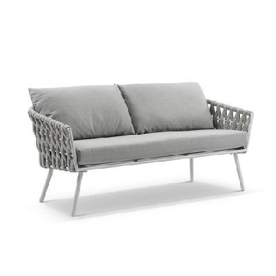 lismore 2 seater outdoor aluminium and rope lounge 2 seats / white / cream rope / cream 