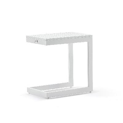 santorini outdoor aluminium slide under side table cedar look 