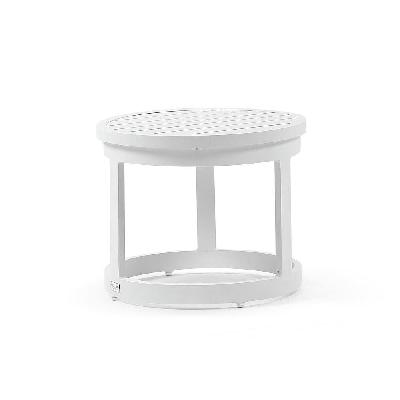 santorini round outdoor aluminium side table light dune 