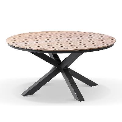 tuscany round 1.5m outdoor aluminium and teak top dining table 1.5m / white 