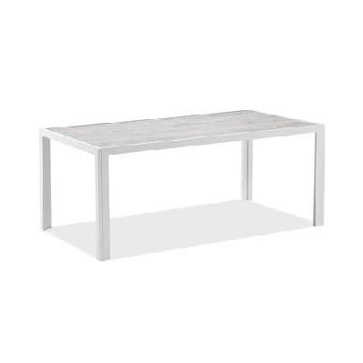 alpine outdoor 1.85m aluminium and ceramic rectangle dining table frost white 