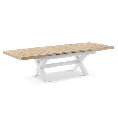 austin outdoor 2.2m - 3m extension dining table with light oak aluminium top white 