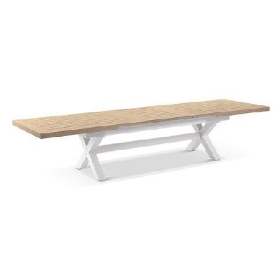 austin outdoor 3m-3.8m extension dining table with light oak aluminium top white 