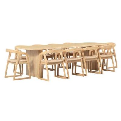 bateau bay 2.8m rectangle indoor timber table with 10x kingscliff dining chairs warm wheat 