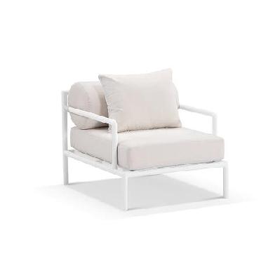 capella 1 seater outdoor aluminium lounge armchair in sunbrella white / sunbrella canvas canvas 