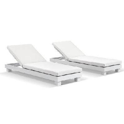 santorini aluminium sun lounge set with sunbrella cushion light oak / sunbrella canvas canvas 