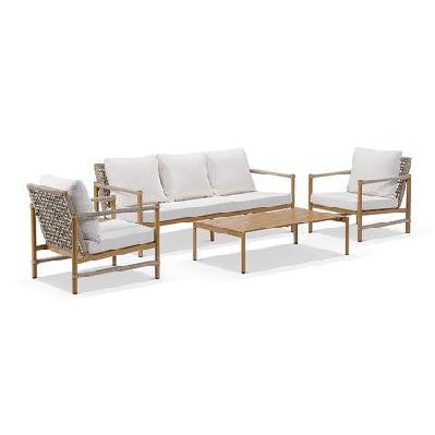 florida 3+1+1 outdoor lounge setting with coffee table warm oak look