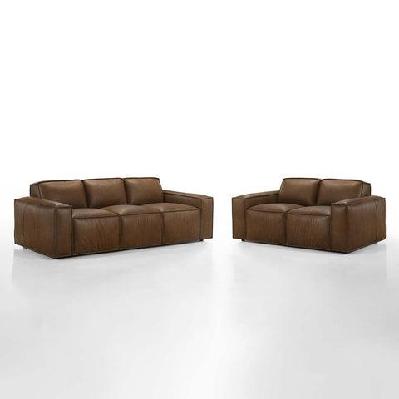 richmond 3+2 seater indoor leather lounge sofa set chocolate 