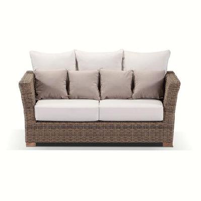 coco 2 seater outdoor wicker lounge chestnut brown / latte 