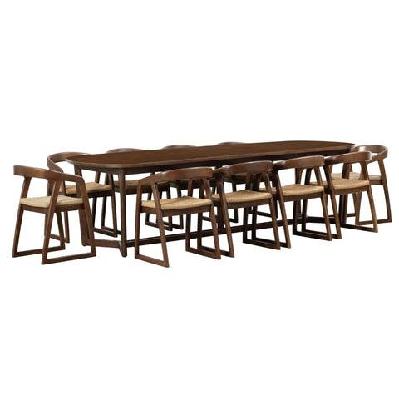 kingscliff 10 seater rectangle indoor timber dining table and chairs setting warm wheat 