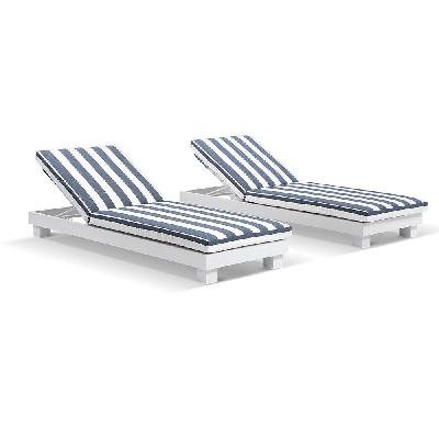 santorini outdoor aluminium pool sun lounge set white / la palma green 