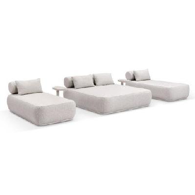 norfolk outdoor aluminium double and single sun lounge set with side tables package light dune / sandstone 