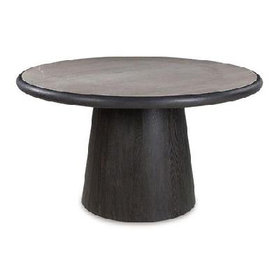 otis indoor timber round dining table with marble top