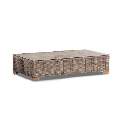 randwick outdoor wicker coffee table in brushed wheat 
