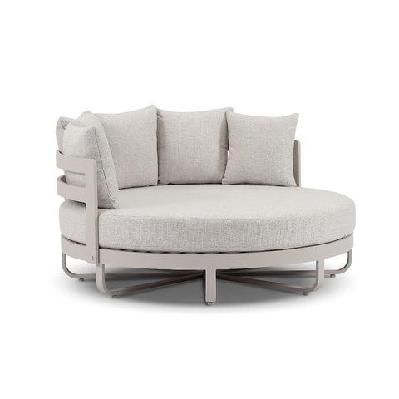 rose bay outdoor round aluminium daybed sun lounge light dune / sandstone 
