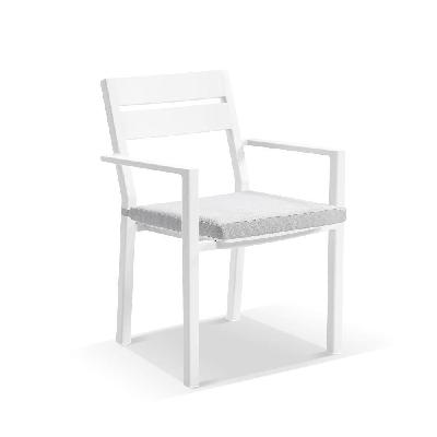 santorini outdoor aluminium dining arm chair light dune / sandstone 