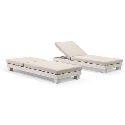 santorini aluminium sun lounge set with vegan leather cushion light dune / dune vegan leather 