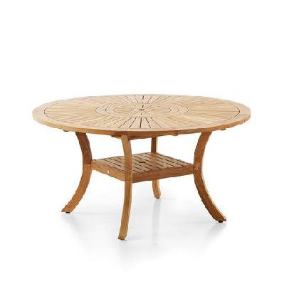 solomon 1.5m round teak timber outdoor dining table with lazy susan 1.5m 
