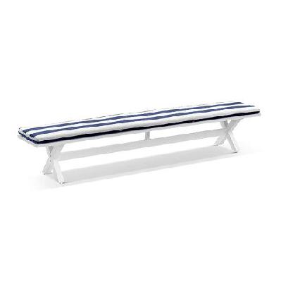 tahitian 2.9m outdoor aluminium bench seat white / navy stripe 