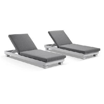 santorini aluminium sun lounge set with sunbrella cushion white / sunbrella maxim heather beige 