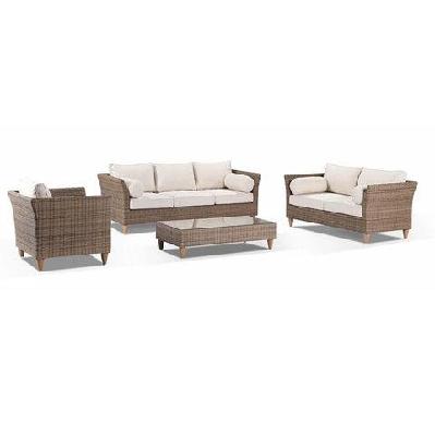 carolina 3+2+1 outdoor wicker lounge setting with coffee table brushed grey / denim grey 