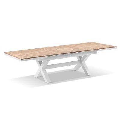 austin outdoor 2.2m - 3m extension teak timber and aluminium dining table white 
