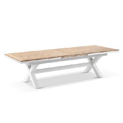 austin outdoor 3m-3.8m extension teak timber and aluminium dining table white 