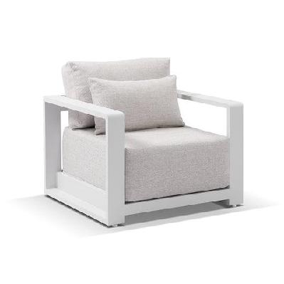 whitehaven 1 seater outdoor aluminium lounge armchair white / sandstone olefin 