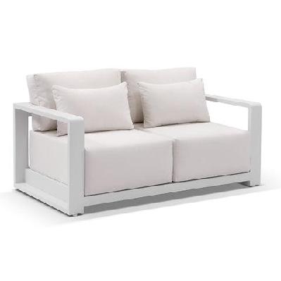 whitehaven 2 seater outdoor aluminium lounge with sunbrella cushions white / sunbrella canvas canvas 