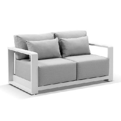 whitehaven 2 seater outdoor aluminium lounge white / textured olefin grey 