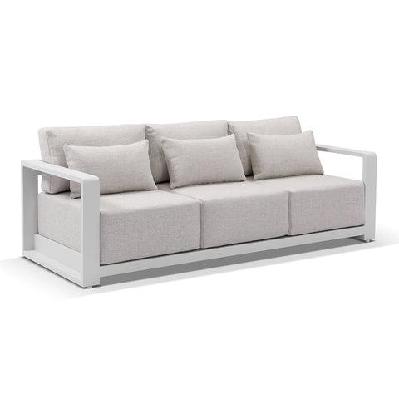 whitehaven 3 seater outdoor aluminium lounge white / textured olefin grey 