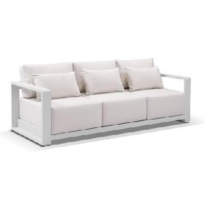 whitehaven 3 seater outdoor aluminium lounge with sunbrella cushions white / sunbrella canvas canvas 