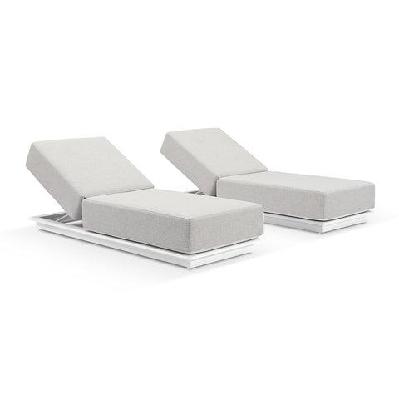 whitehaven outdoor aluminium single sun lounge set charcoal / denim 