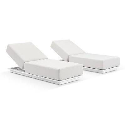 whitehaven outdoor aluminium single sun lounge set in sunbrella white / sunbrella canvas canvas 