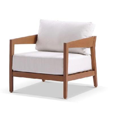 bronte 1 seater outdoor teak look aluminium lounge with sunbrella cushions 1 seat / teak look / sunbrella canvas canvas 