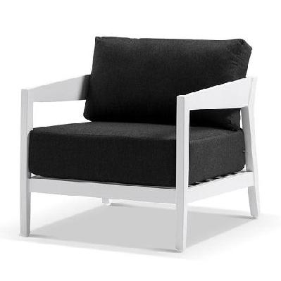 bronte 1 seater outdoor aluminium lounge 1 seat / charcoal / denim grey 