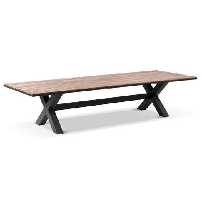 kansas 3m outdoor teak timber and aluminium rectangle dining table 3m / white 