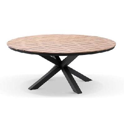 tuscany large round 1.8m outdoor aluminium and teak top dining table 1.8m / white 