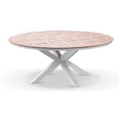 tuscany round 1.5m outdoor aluminium and teak top dining table 1.5m / charcoal 