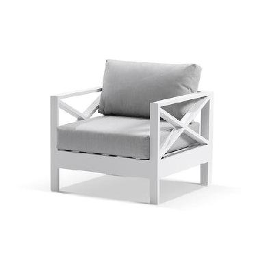 kansas 1 seater outdoor aluminium lounge arm chair white / textured grey 