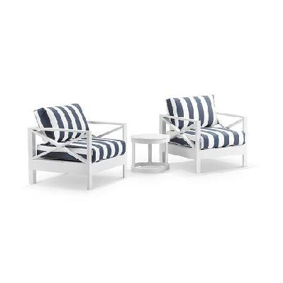 kansas outdoor aluminium lounge patio balcony set with side table white / textured olefin grey 