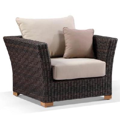 coco 1 seater outdoor wicker arm chair chestnut brown / latte 