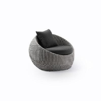 newport outdoor wicker lounge arm chair brushed grey / denim grey 