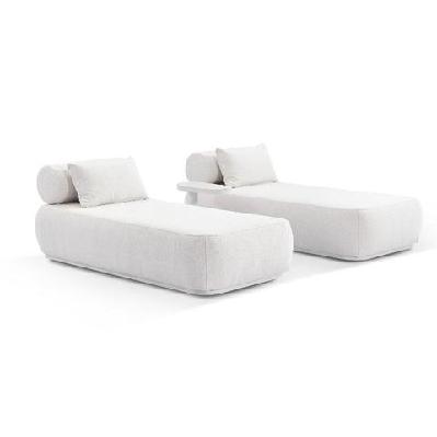 norfolk outdoor aluminium single sun lounge set with side table light dune / sandstone 