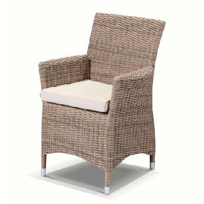 roman outdoor wicker dining arm chair charcoal / denim grey 