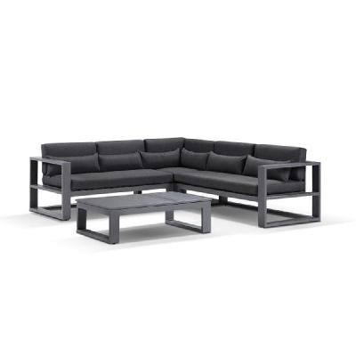 santorini package a outdoor aluminium corner lounge cedar look / olefin white 