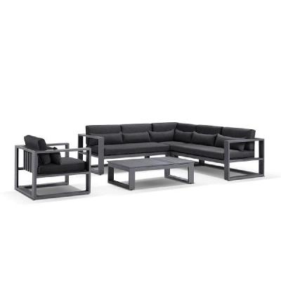 santorini package b outdoor aluminium corner lounge cedar look / olefin white 